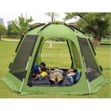 6-8 Person Tent, Outdoor Hexagon Stretch Aluminium Pole Camping Tent